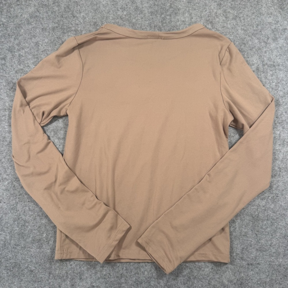 Olivia Rae New York Long Sleeve Top Small Tan Solid Stretch Jersey